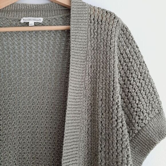 NORTHERN REFLECTIONS Open Front Knit Cardigan Sweater Sage Green Sz XXL - Picture 4 of 12
